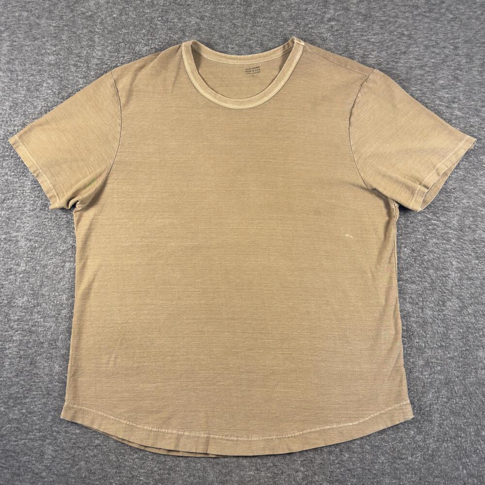 Buck Mason Shirt Mens XL Beige Cotton Crewneck Curved Hem Tee T-Shirt USA